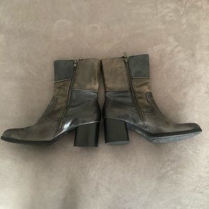 BORN genuine leather upper unique color tones boots. Pretty plaid lining.